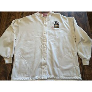 Vtg Cat In A Basket Top Stitch Button Up Sweatshirt Women L Granny Cottage